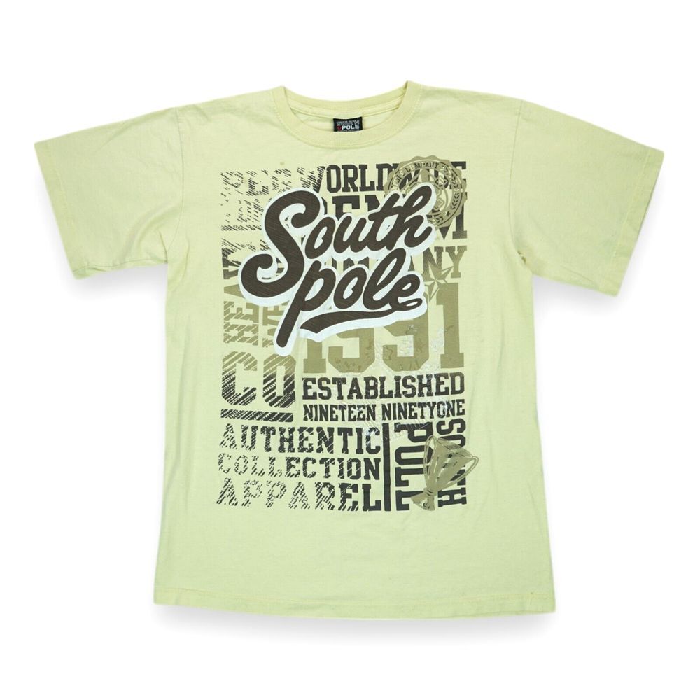 Vintage Southpole T Shirt Men's Large Yellow Authentic Collection Made in USA